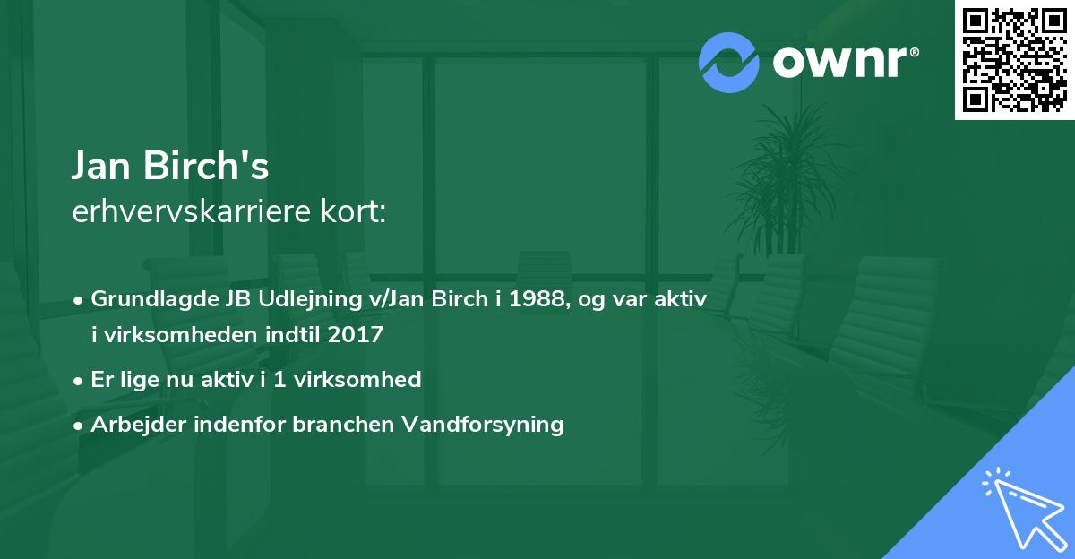Jan Birch's erhvervskarriere kort
