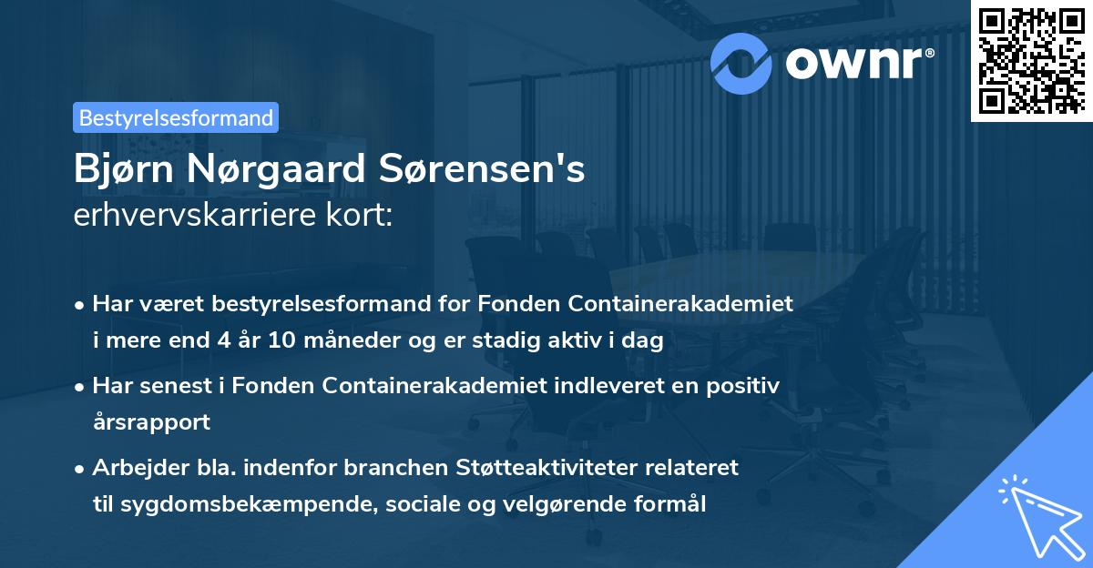 Bjørn Nørgaard Sørensen's erhvervskarriere kort