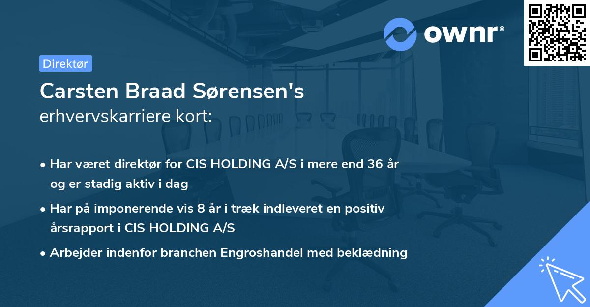 Carsten Braad Sørensen's erhvervskarriere kort