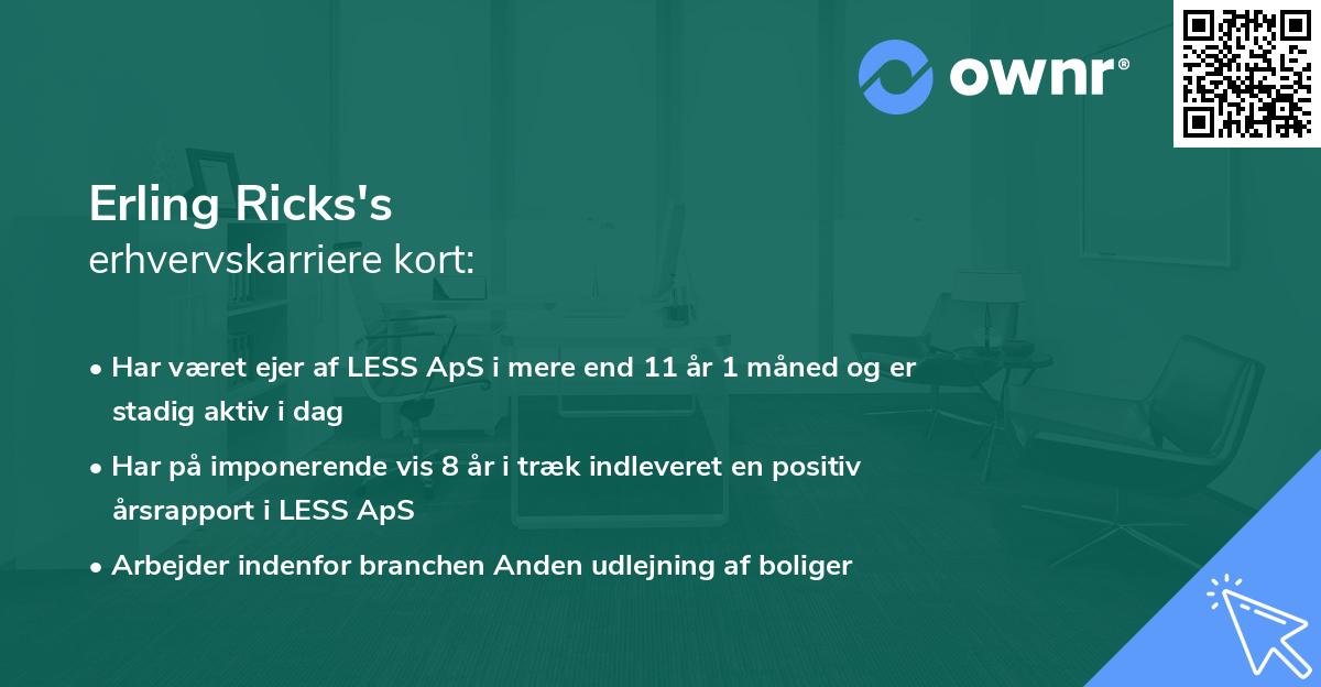 Erling Ricks's erhvervskarriere kort