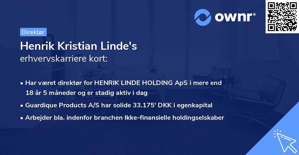 Henrik Kristian Linde's erhvervskarriere kort