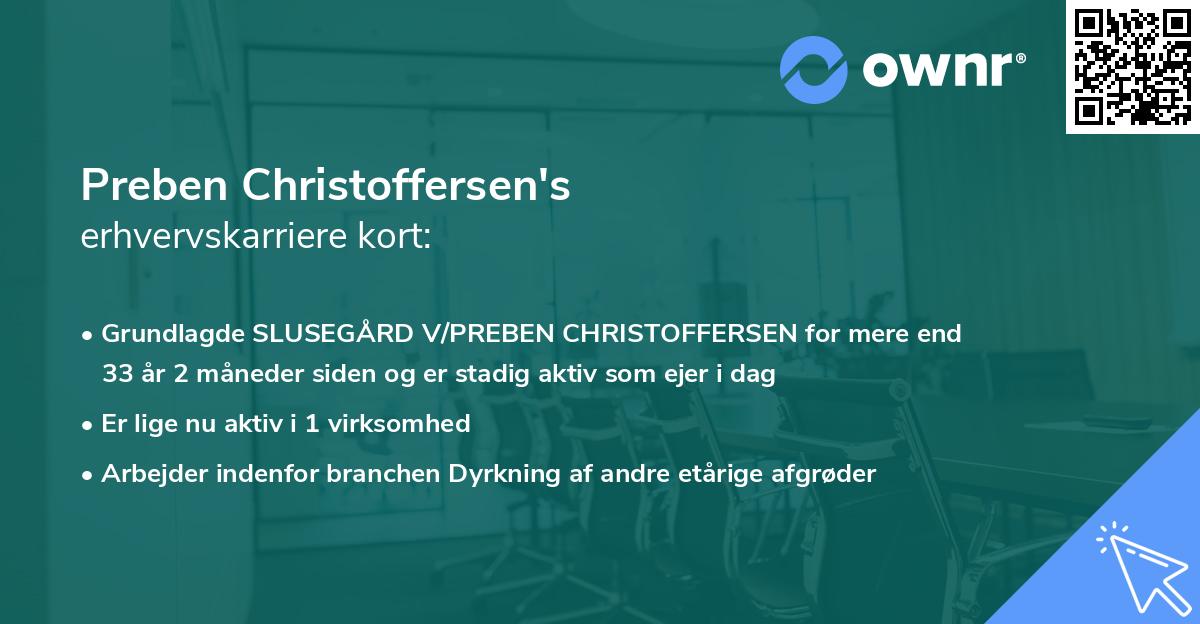 Preben Christoffersen's erhvervskarriere kort