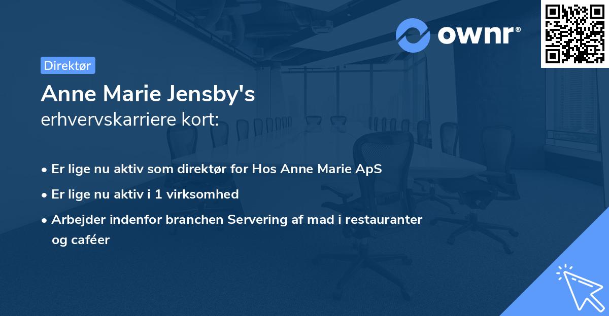 Anne Marie Jensby's erhvervskarriere kort