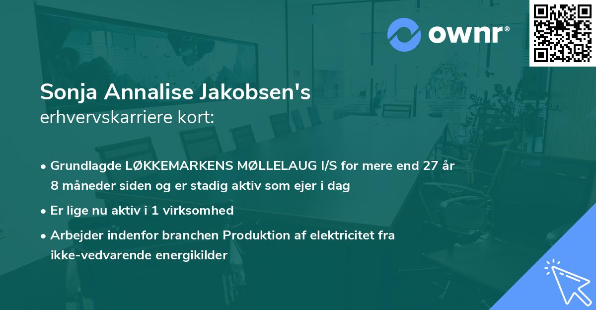 Sonja Annalise Jakobsen's erhvervskarriere kort