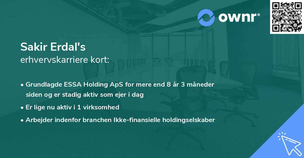 Sakir Erdal's erhvervskarriere kort