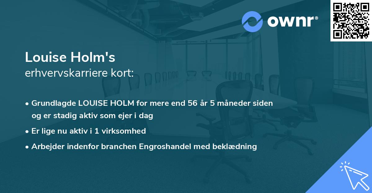 Louise Holm's erhvervskarriere kort
