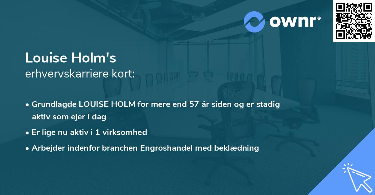 Louise Holm's erhvervskarriere kort