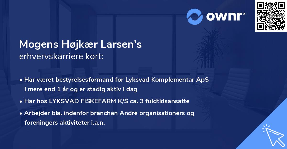 Mogens Højkær Larsen's erhvervskarriere kort