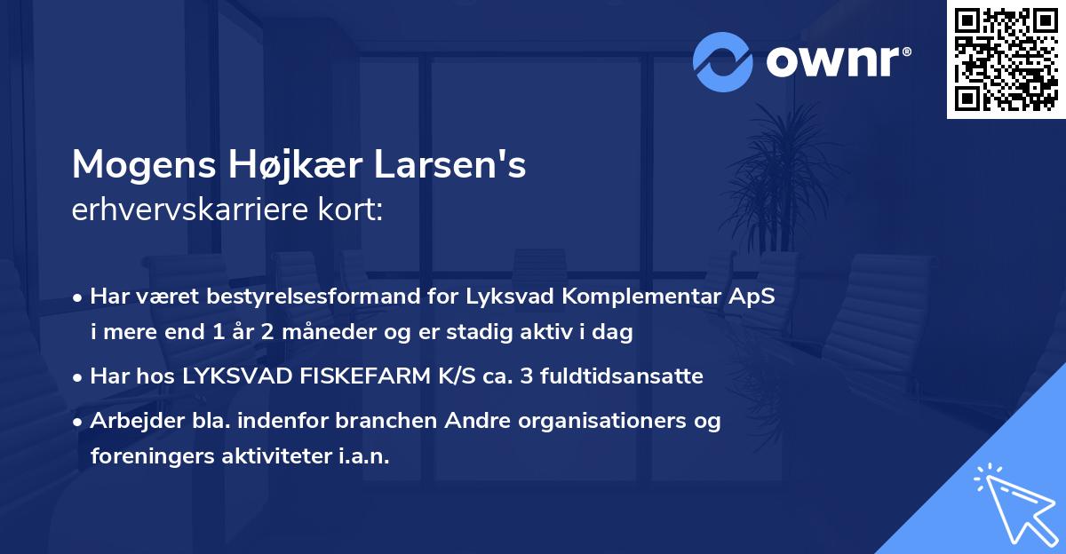 Mogens Højkær Larsen's erhvervskarriere kort