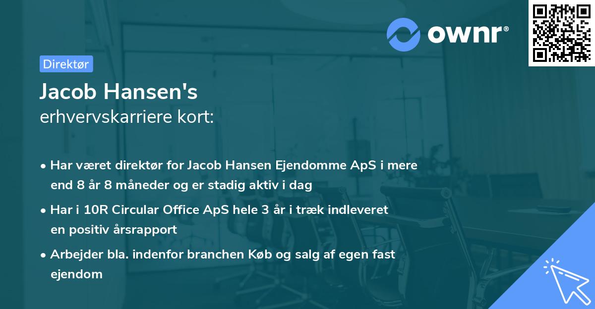 Jacob Hansen's erhvervskarriere kort