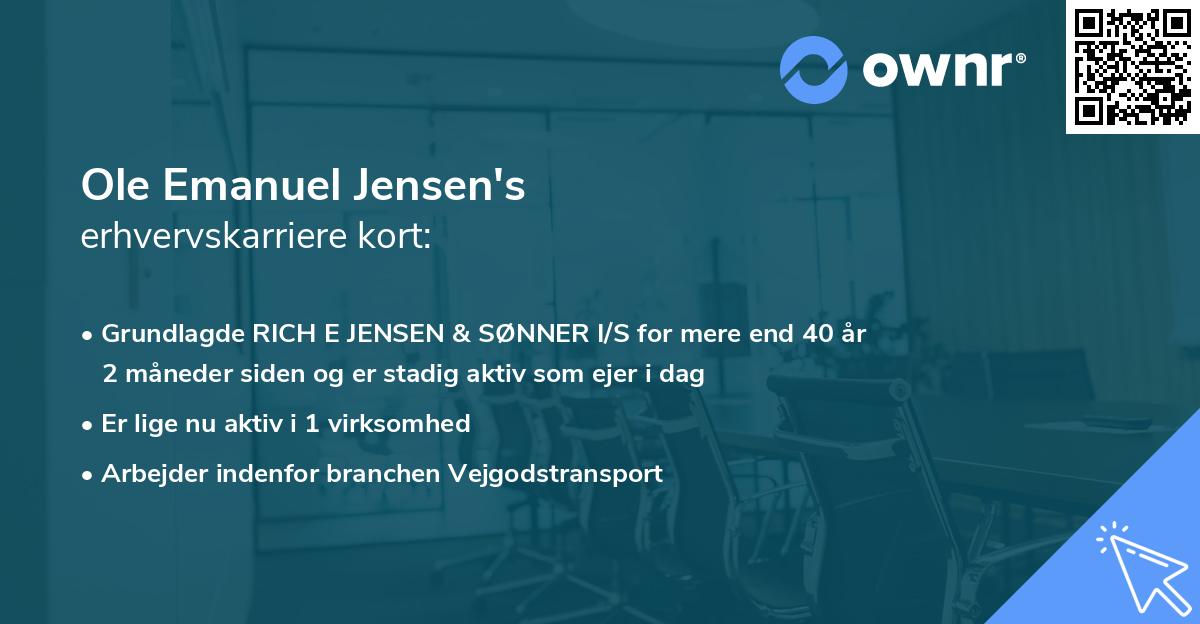 Ole Emanuel Jensen's erhvervskarriere kort