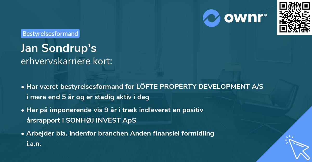 Jan Sondrup's erhvervskarriere kort
