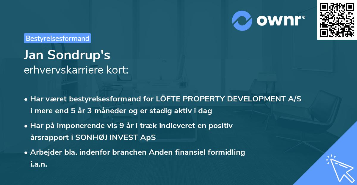 Jan Sondrup's erhvervskarriere kort