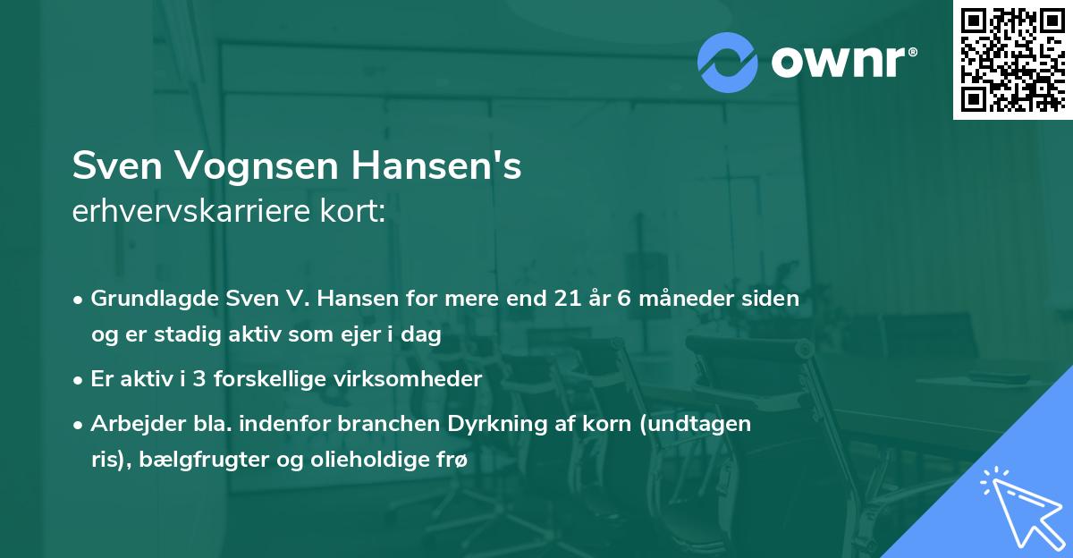 Sven Vognsen Hansen's erhvervskarriere kort