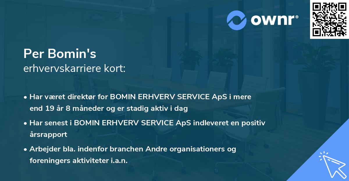 Per Bomin's erhvervskarriere kort
