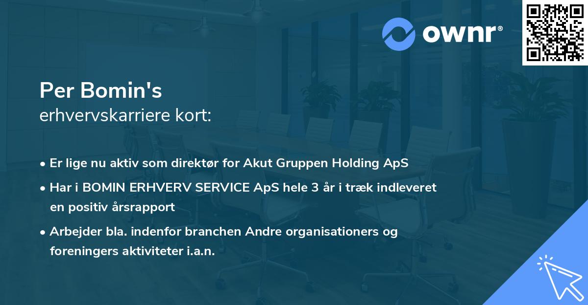Per Bomin's erhvervskarriere kort