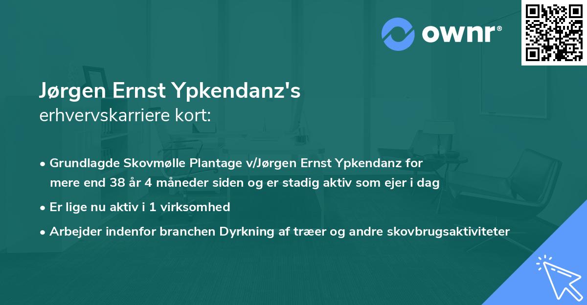 Jørgen Ernst Ypkendanz's erhvervskarriere kort