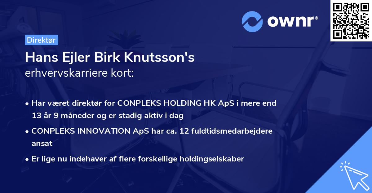 Hans Ejler Birk Knutsson's erhvervskarriere kort