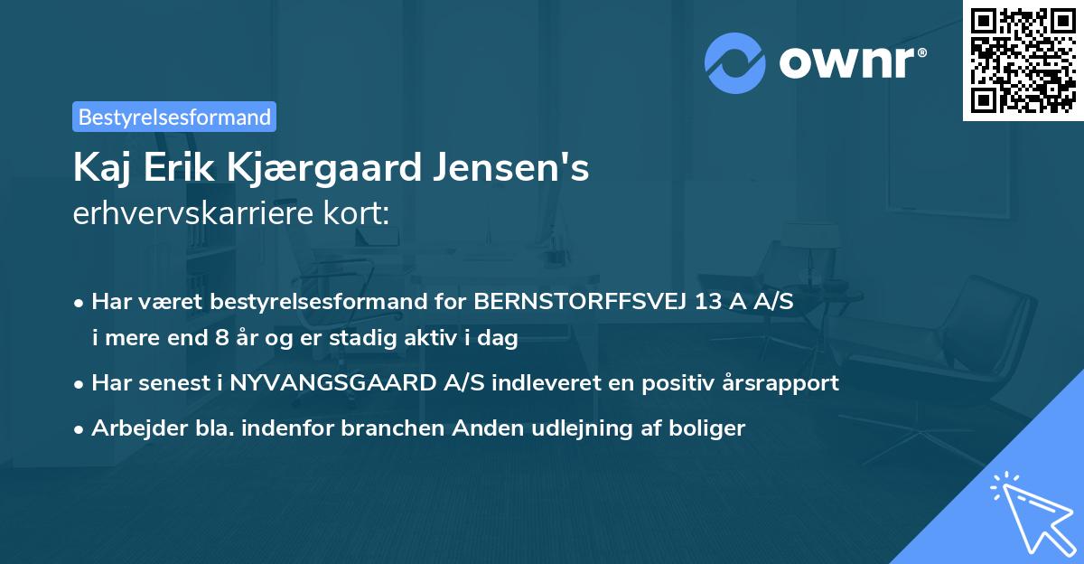 Kaj Erik Kjærgaard Jensen's erhvervskarriere kort