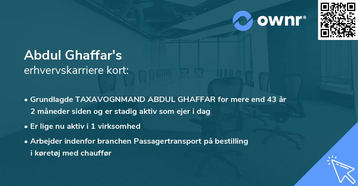 Abdul Ghaffar's erhvervskarriere kort