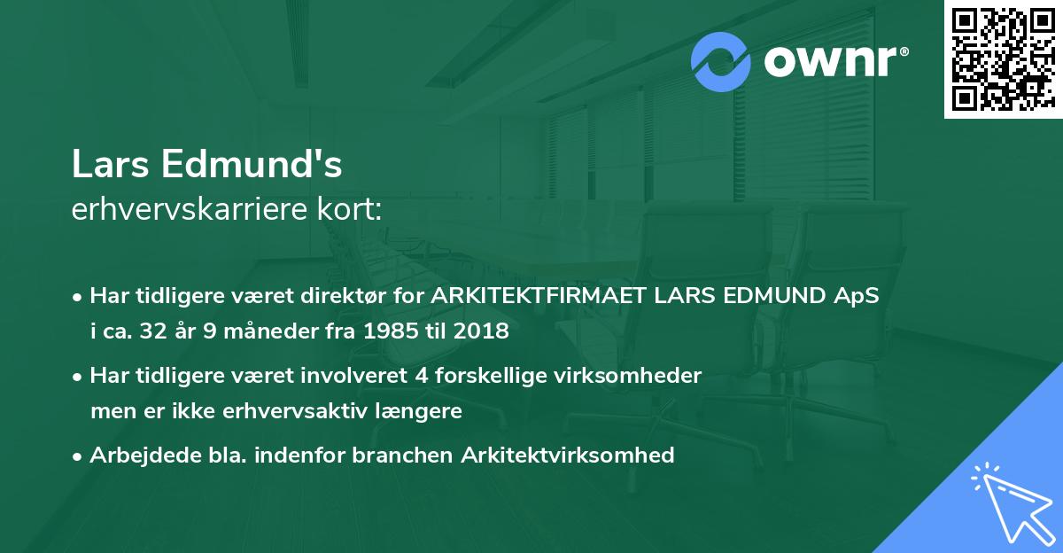 Lars Edmund's erhvervskarriere kort