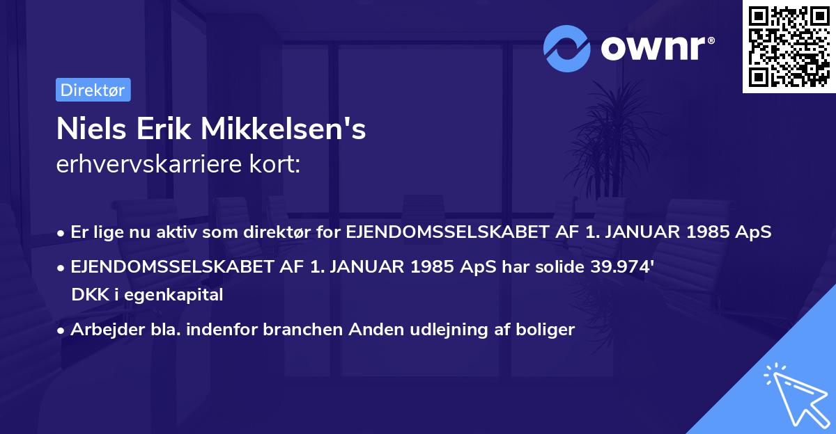 Niels Erik Mikkelsen's erhvervskarriere kort