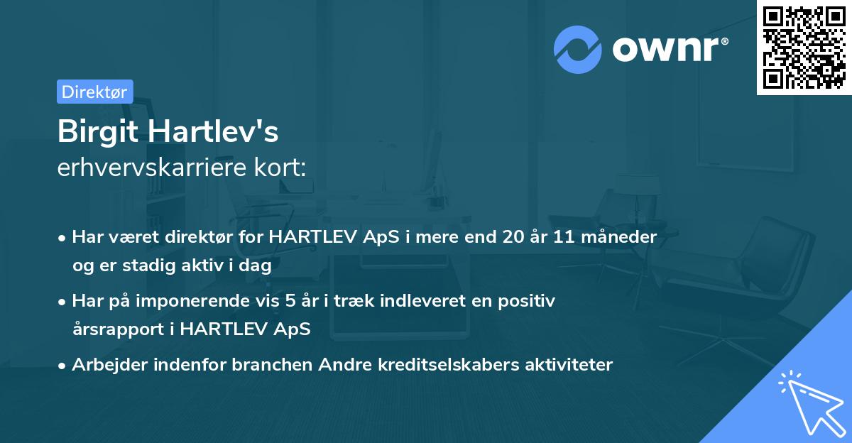 Birgit Hartlev's erhvervskarriere kort