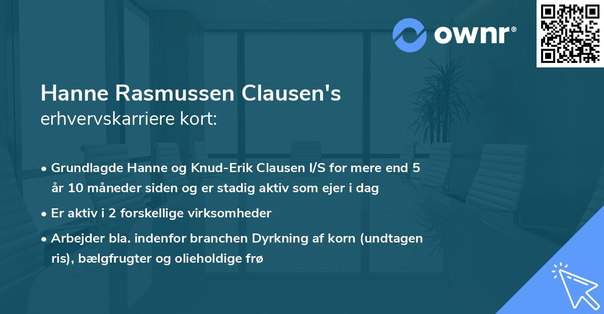 Hanne Rasmussen Clausen's erhvervskarriere kort