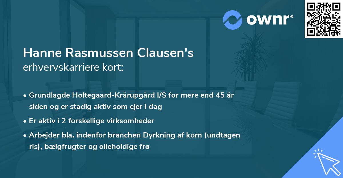 Hanne Rasmussen Clausen's erhvervskarriere kort
