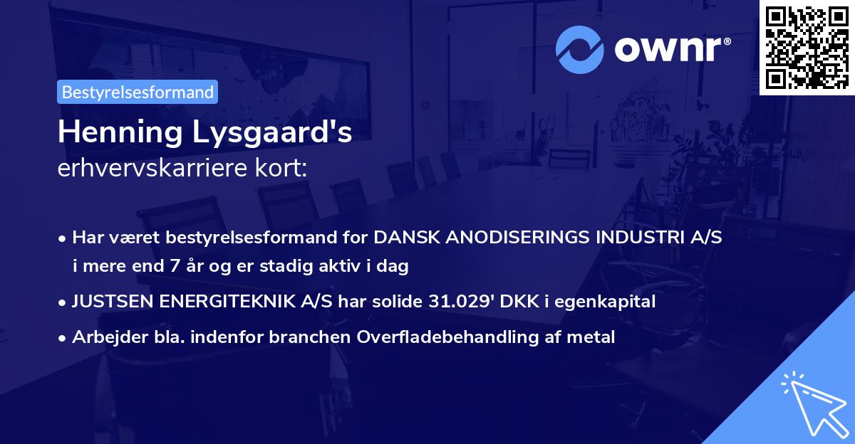 Henning Lysgaard's erhvervskarriere kort