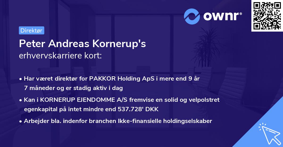 Peter Andreas Kornerup's erhvervskarriere kort