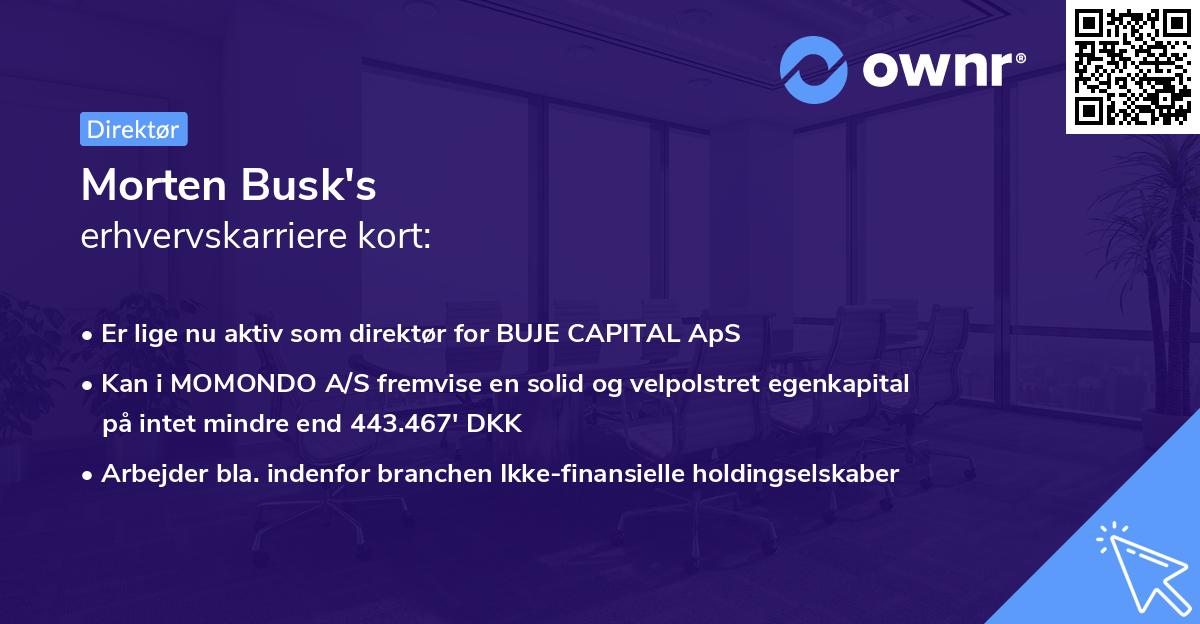 Morten Busk's erhvervskarriere kort