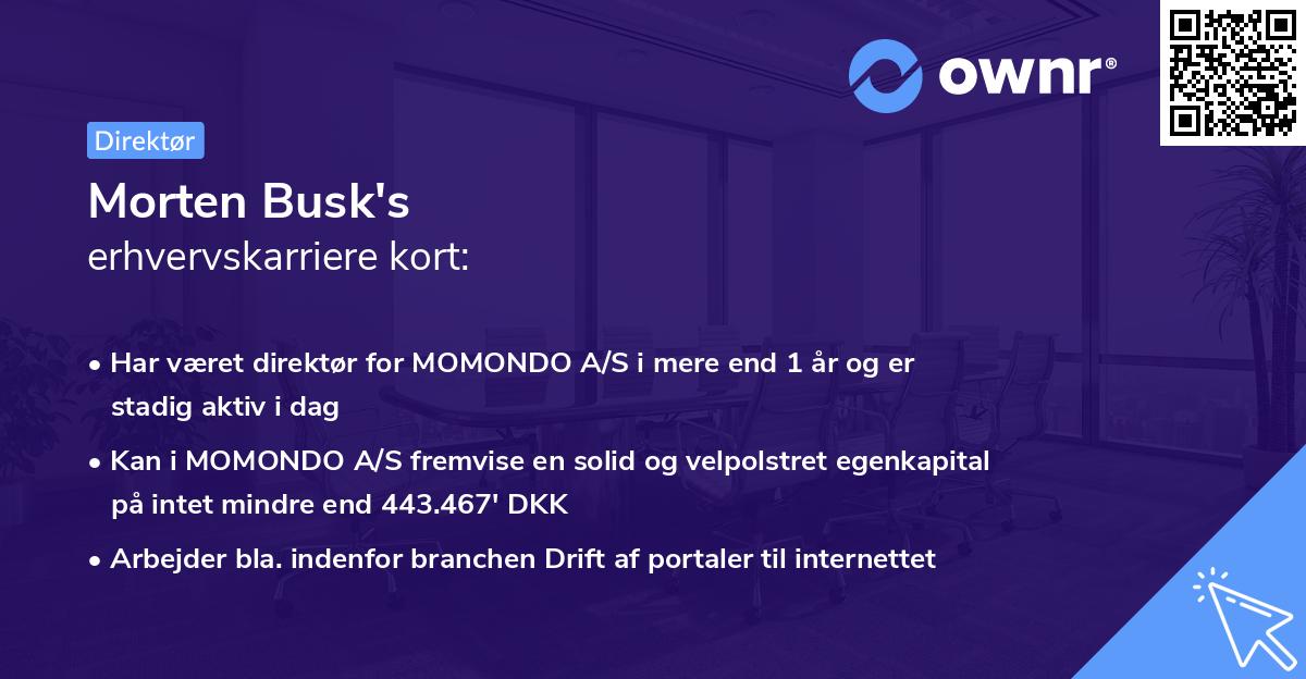 Morten Busk's erhvervskarriere kort