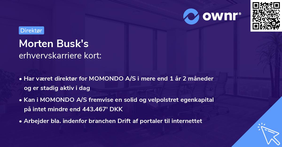 Morten Busk's erhvervskarriere kort