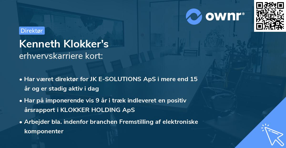 Kenneth Klokker's erhvervskarriere kort