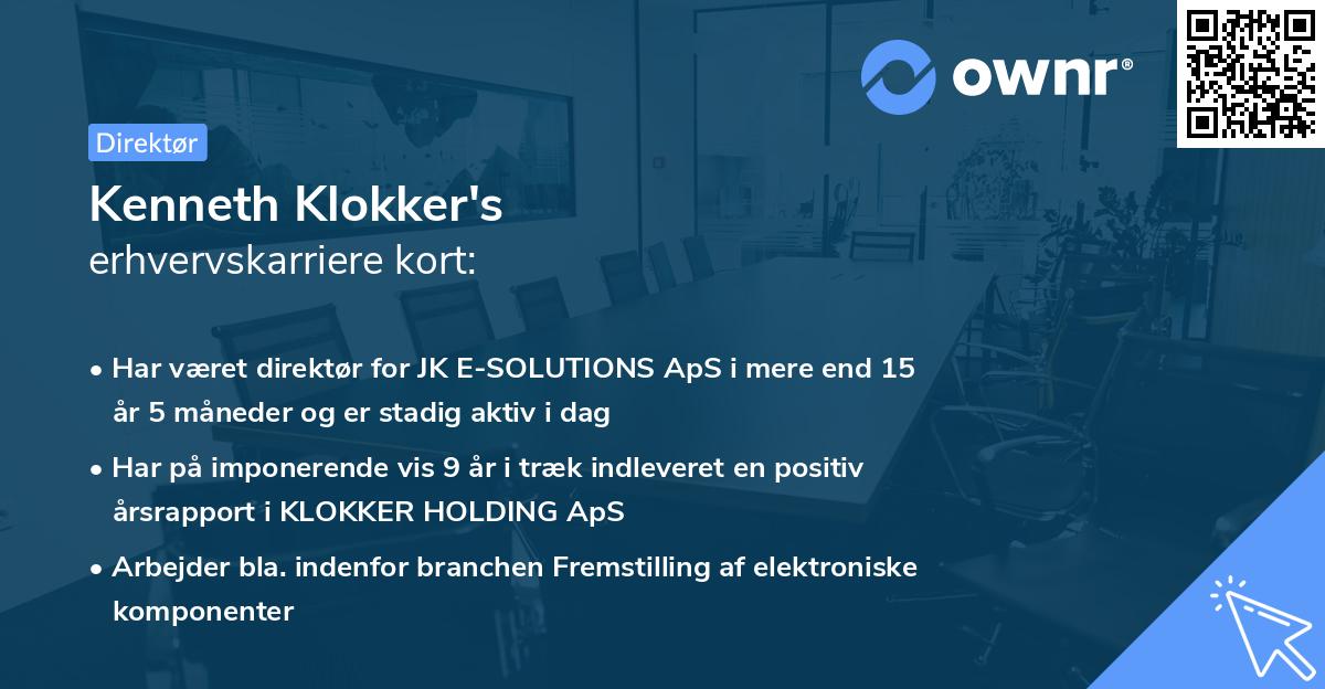 Kenneth Klokker's erhvervskarriere kort