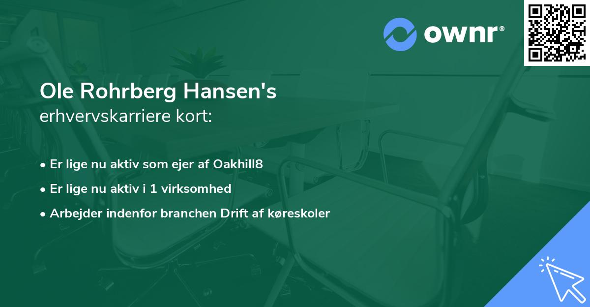 Ole Rohrberg Hansen's erhvervskarriere kort