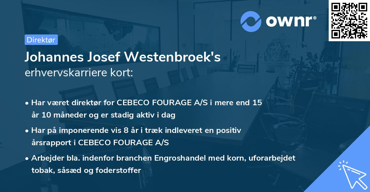 Johannes Josef Westenbroek's erhvervskarriere kort