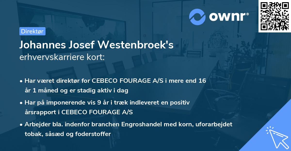 Johannes Josef Westenbroek's erhvervskarriere kort
