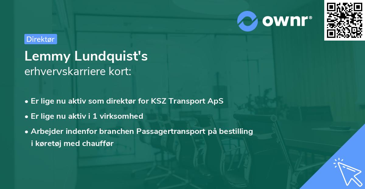 Lemmy Lundquist's erhvervskarriere kort