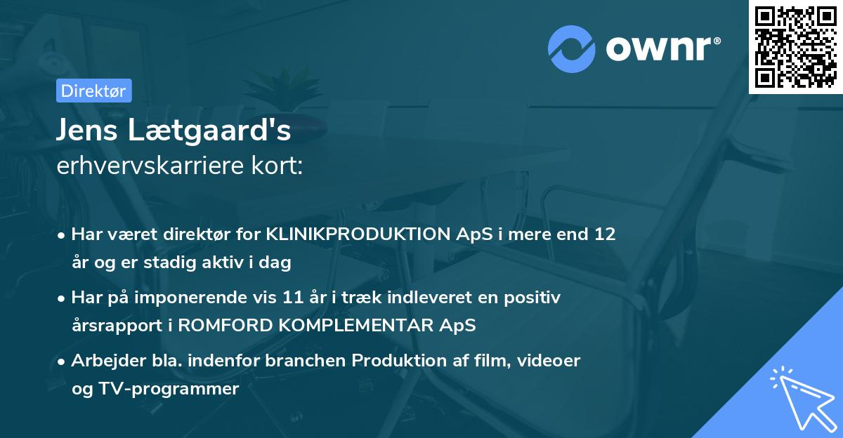 Jens Lætgaard's erhvervskarriere kort