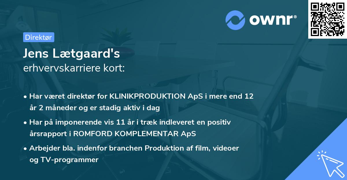 Jens Lætgaard's erhvervskarriere kort