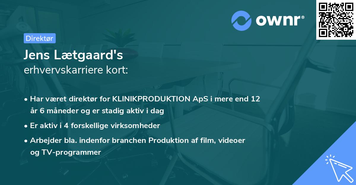 Jens Lætgaard's erhvervskarriere kort