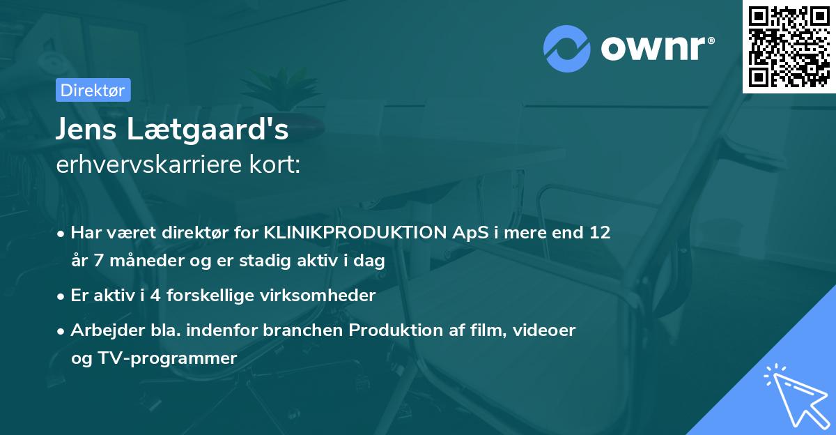 Jens Lætgaard's erhvervskarriere kort