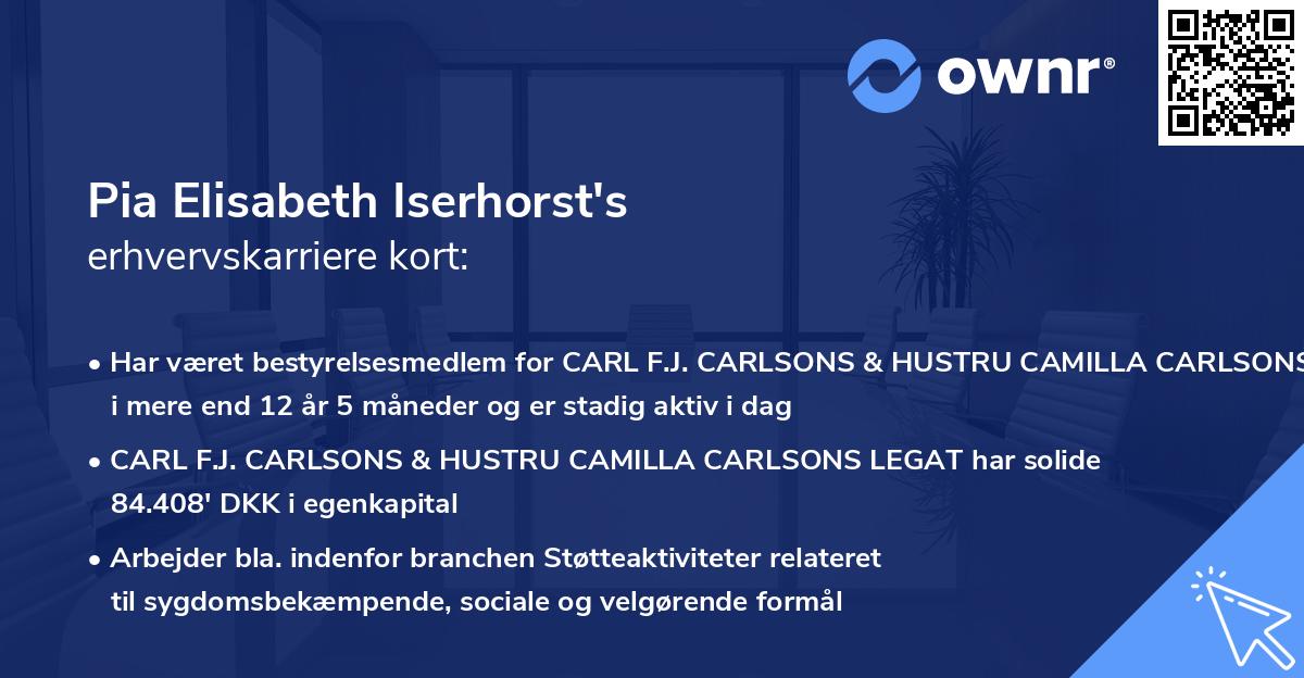 Pia Elisabeth Iserhorst's erhvervskarriere kort