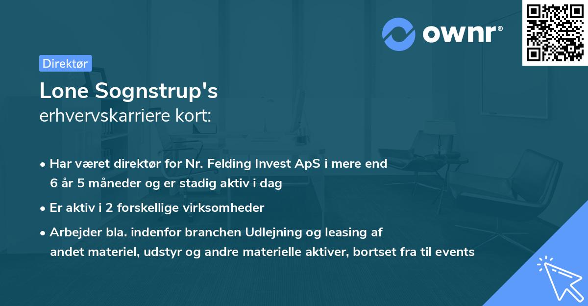 Lone Sognstrup's erhvervskarriere kort