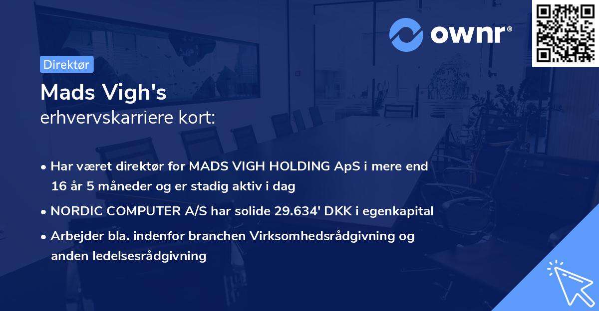 Mads Vigh's erhvervskarriere kort
