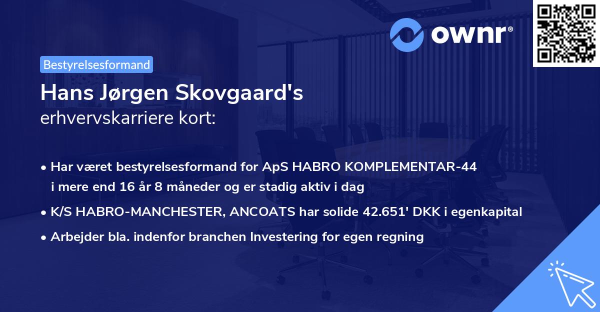 Hans Jørgen Skovgaard's erhvervskarriere kort