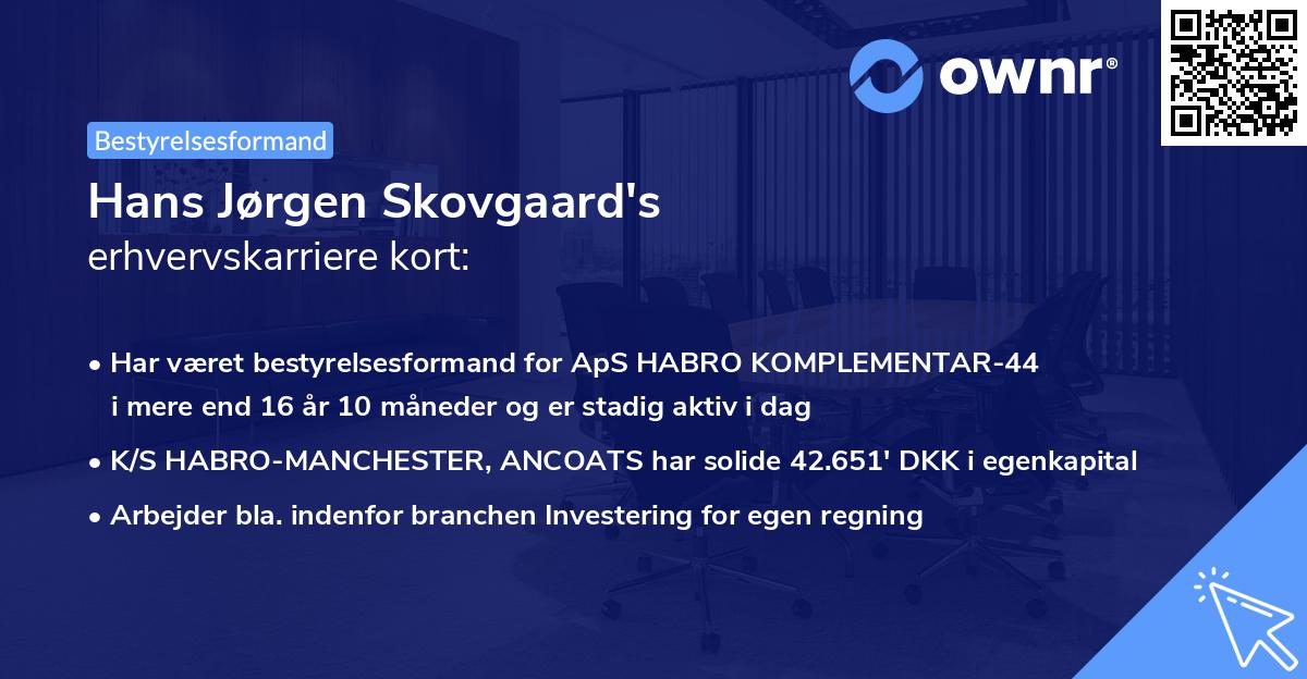Hans Jørgen Skovgaard's erhvervskarriere kort
