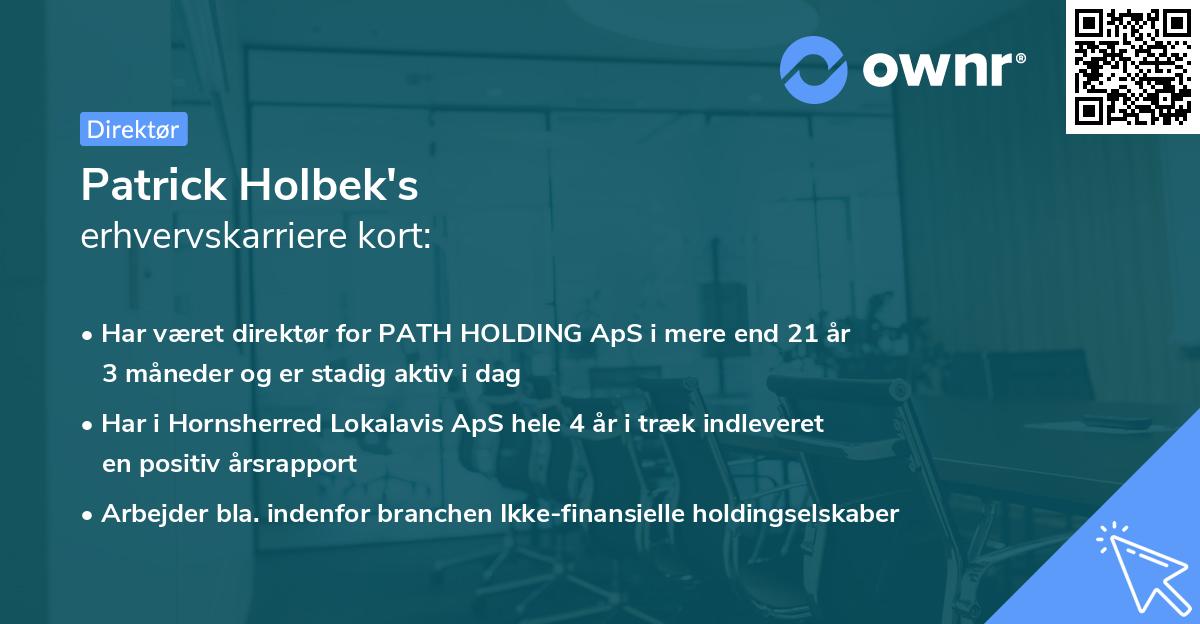 Patrick Holbek's erhvervskarriere kort